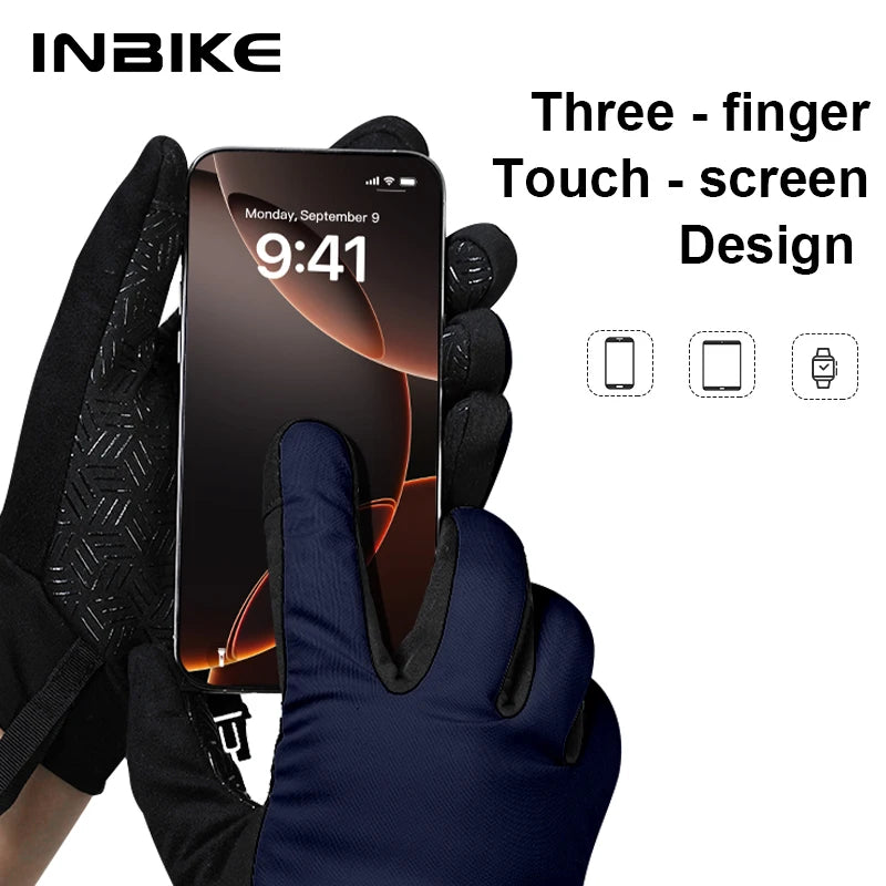 INBIKE Touchscreen Winter Gloves for Men Windproof Thermal Insulated Road Bike Cycling Gloves Man for Cold Weather E-Bike Riding