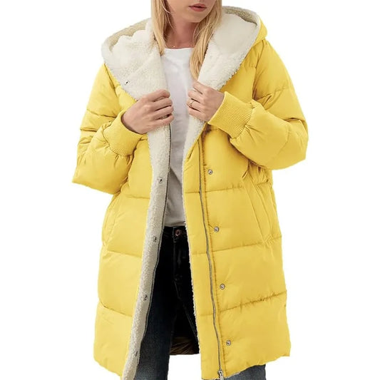 Womens Winter Warm Coats Sherpa Fleece Lined Long Hooded Puffer Jacket