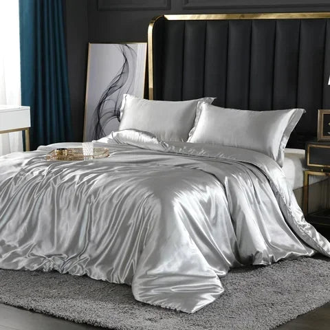 blending Mulberry Silk Bedding Set Silky High-end Queen Size Duvet Cover Set with Fitted Sheet Luxury Bedding Sets King Bed Sets