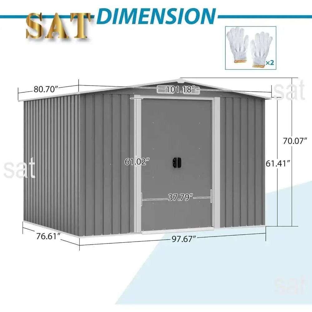 6Ft X 8Ft Outdoor Metal Storage Shed, Garden Shed Tool House With Lockable Double Doors & Vents
