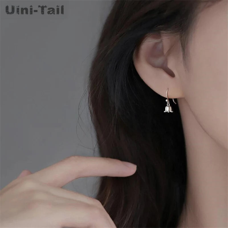 Uini-Tail Hot Selling New 925 Tibetan Silver Sweet Bell Orchid Earrings Fashion Trend Delicate Dynamic High Quality Earrings