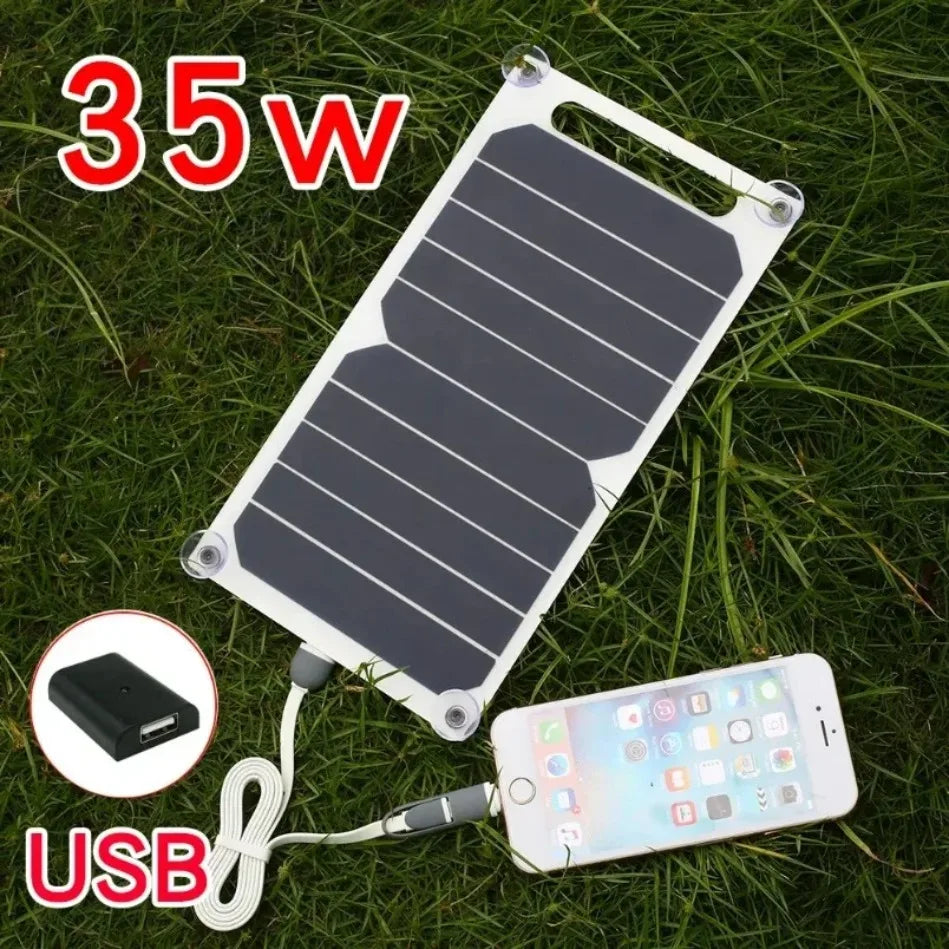 Solar Panel Can be fixed backpack 5-35W USB Waterproof Portable Charger for Outdoor Hiking, Camping, and Mobile Phone Charging