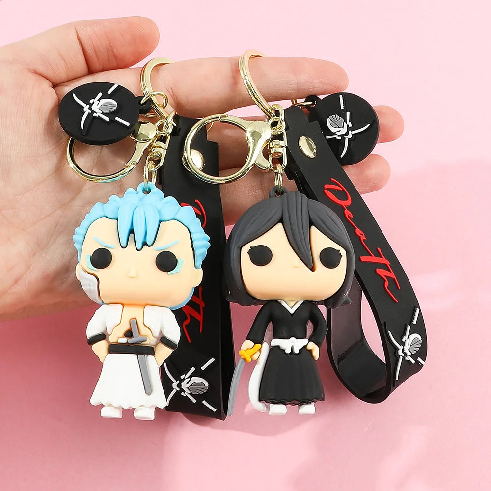 Anime Bleach Keychain Cosplay Kurosaki Ichigo Silicone Pendant Keyring Car Backpack Key Holder Accessories for Fans Quality Gift