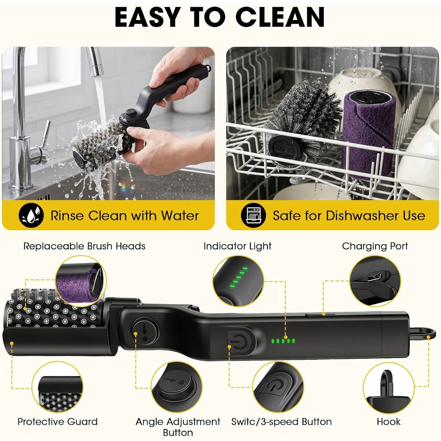 Electric Rotating BBQ Grill Brush Heavy Duty Grease Cleaner New Roller Brush Cleaning Barbecue Grid Brush Tool or Brush Head