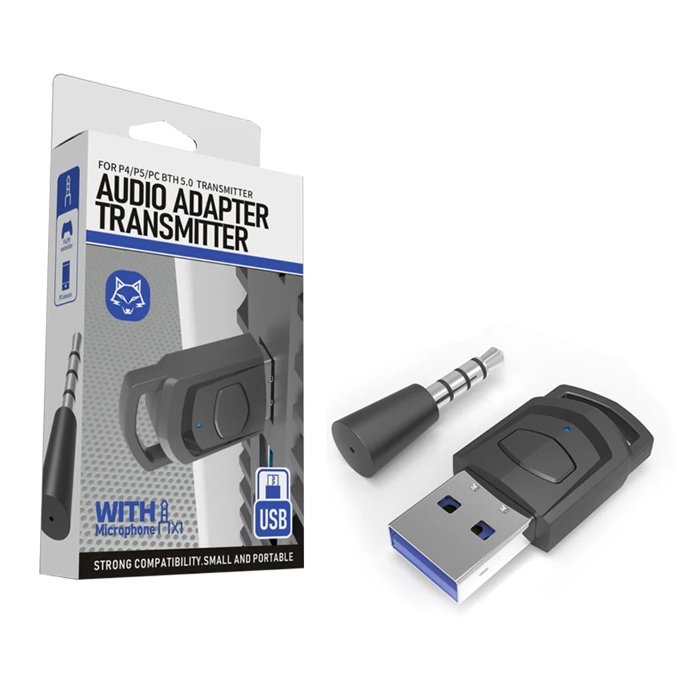 Bluetooth Audio Adapter Wireless Headphone Adapter Receiver for PS5/PS4 Game Console PC Headset 2 in 1 USB Bluetooth 5.0 Dongle
