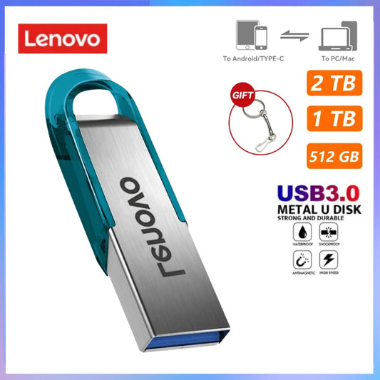 Lenovo Original 2TB Pen Drive USB Memory USB Flash Drives 2TB 128GB 512GB TYPE C High Speed Usb 3.0 Waterproof Pendrive U Disk