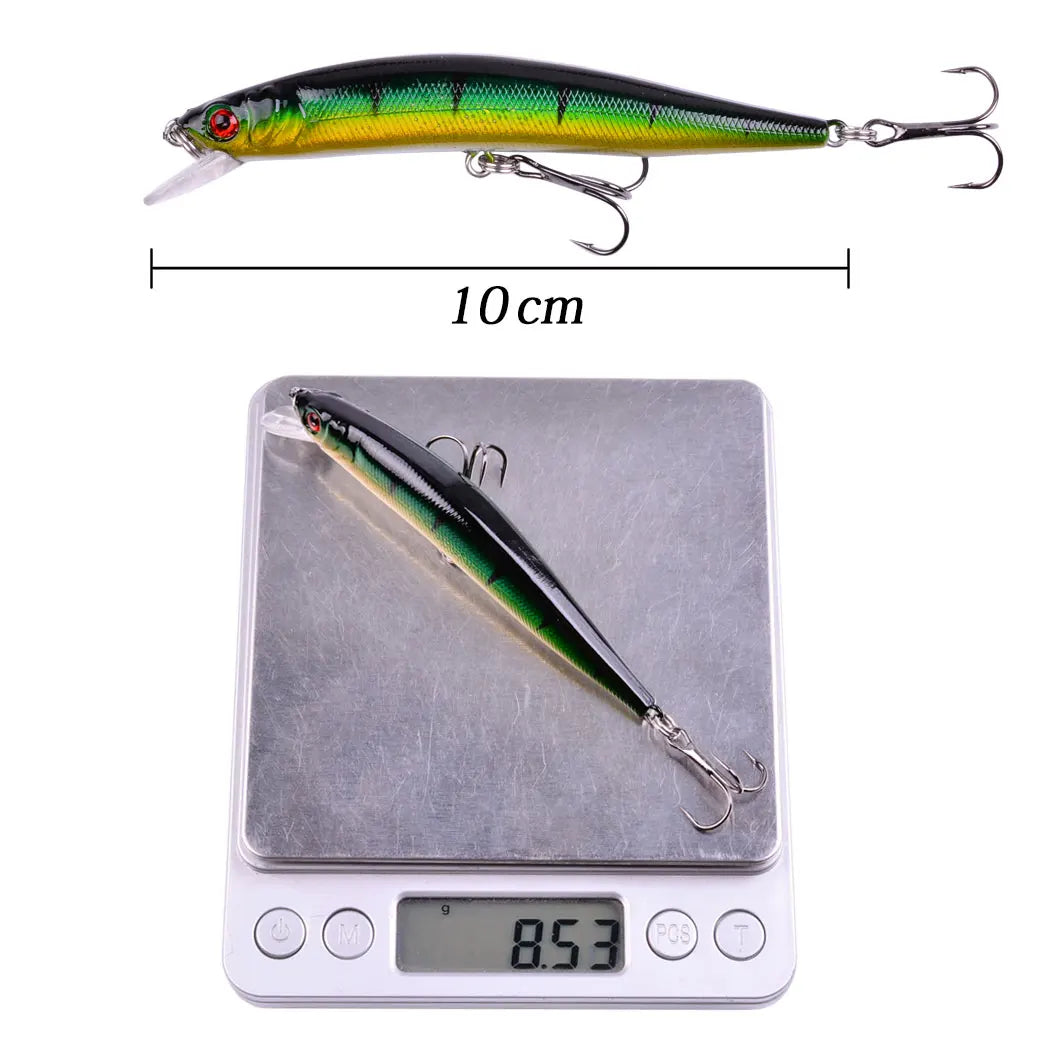 5PC Minnow Wobblers Lure 3D Eyes Hard Plastic Lures Crankbait Wobbler Artificial Bait 10CM/8.6G Good Fishing Tackle Sea Bass Set