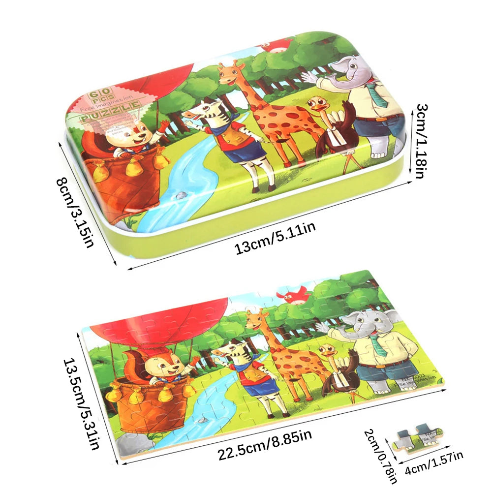 60piece Jigsaw Puzzle Montessori Games Cartoon Animal Vehicle Dinosaur Puzzles for Kids Educational Toys Children Christmas Gift
