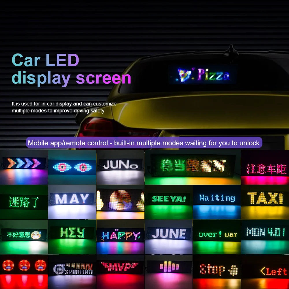 Scrolling Advertising LED Light Car Sign USB 5V Bluetooth App Control Logo Light Programmable Led Display for Car Rear Window