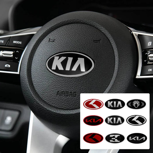 KIA Logo Car Emblem Steering Wheel Decal Auto Sticker Decoration For Pegas Sportage Sorento Optima Borrego Cerato K5 Accessories