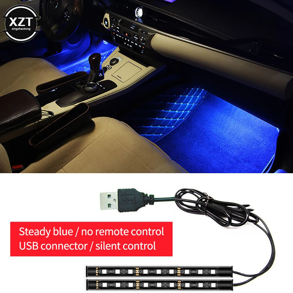 Usb Foot Pad Atmosphere Light Interior Decorative Lamp Auto Atmosphere Lamps Car-Styling 2pcs Car LED Dash Floor Foot Strip Ligh