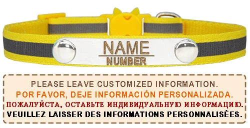 Reflective Cat Collar Custom Engraved ID Personalized with Bell Puppy Pet Breakaway Necklace Accessories Nameplate Collar