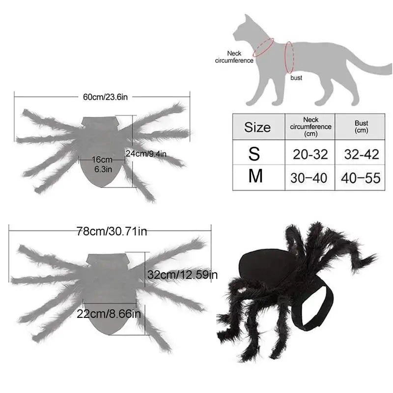 Halloween Pet Spider Costume Simulation Black Spooky Spider Clothes Dressing For Dogs Cats Party Cosplay Props Funny Outfit