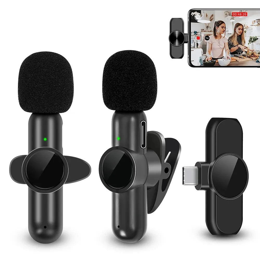 K61 Wireless Lavalier Microphone Audio Video Recording Mini Mic For iPhone iPad Android Laptop Live Gaming Smartphone Microphone