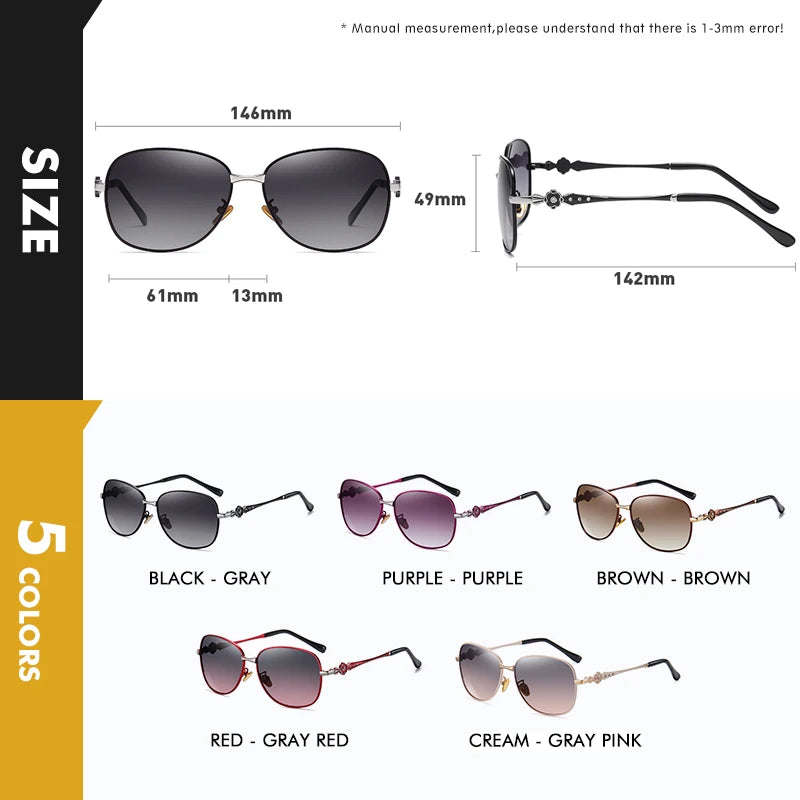 LIOUMO Vintage Polarized Sunglasses Women Glasses Fashion Travel Eyewear Anti-Glare Trendy Gradient Shades gafas de sol mujer