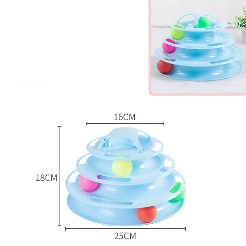 Pet Toy Three Layer Ball Cat Wheel Cat Interactive Puzzle Track Toy Cat Space Tower Amusement Plate