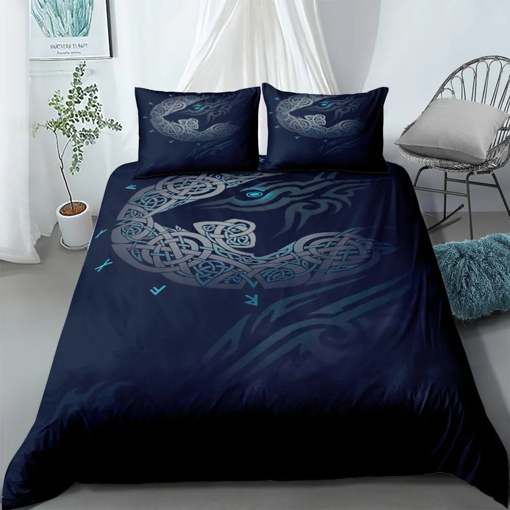 Vigvisir Viking Art Constellation Bedding Set EU Single Double King US Twin Full Queen King Ethnic Bed Linen Set