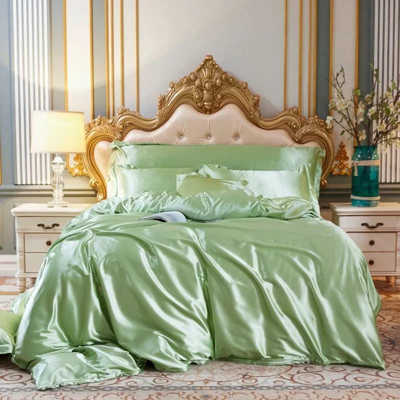 blending Mulberry Silk Bedding Set Silky High-end Queen Size Duvet Cover Set with Fitted Sheet Luxury Bedding Sets King Bed Sets