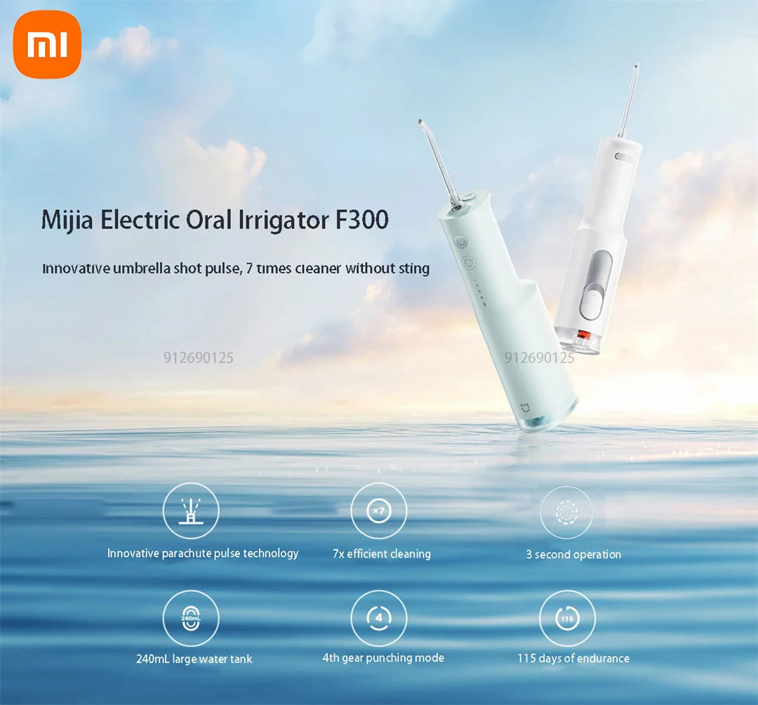 Xiaomi Mijia Oral Irrigator F300 MEO703 Waterpulse Dental Irrigator Portable Oral Flusher IPX7 240ML Water Tank Tooth Cleaner