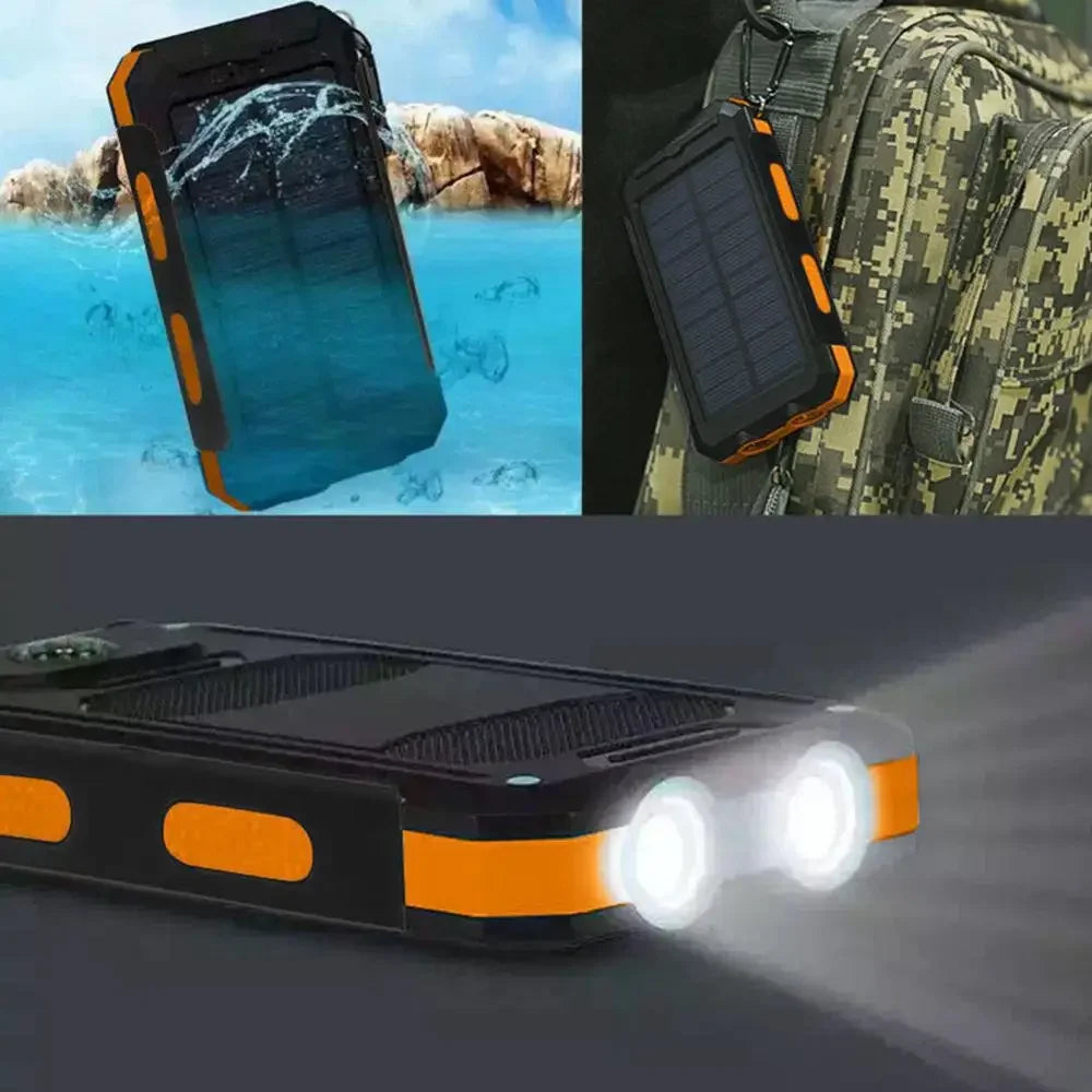 Power bank 20000mah Solar Panel Dual USB Power Bank Box SOS Light Flash Compass Power Cell Phone Fast Charger portable charger