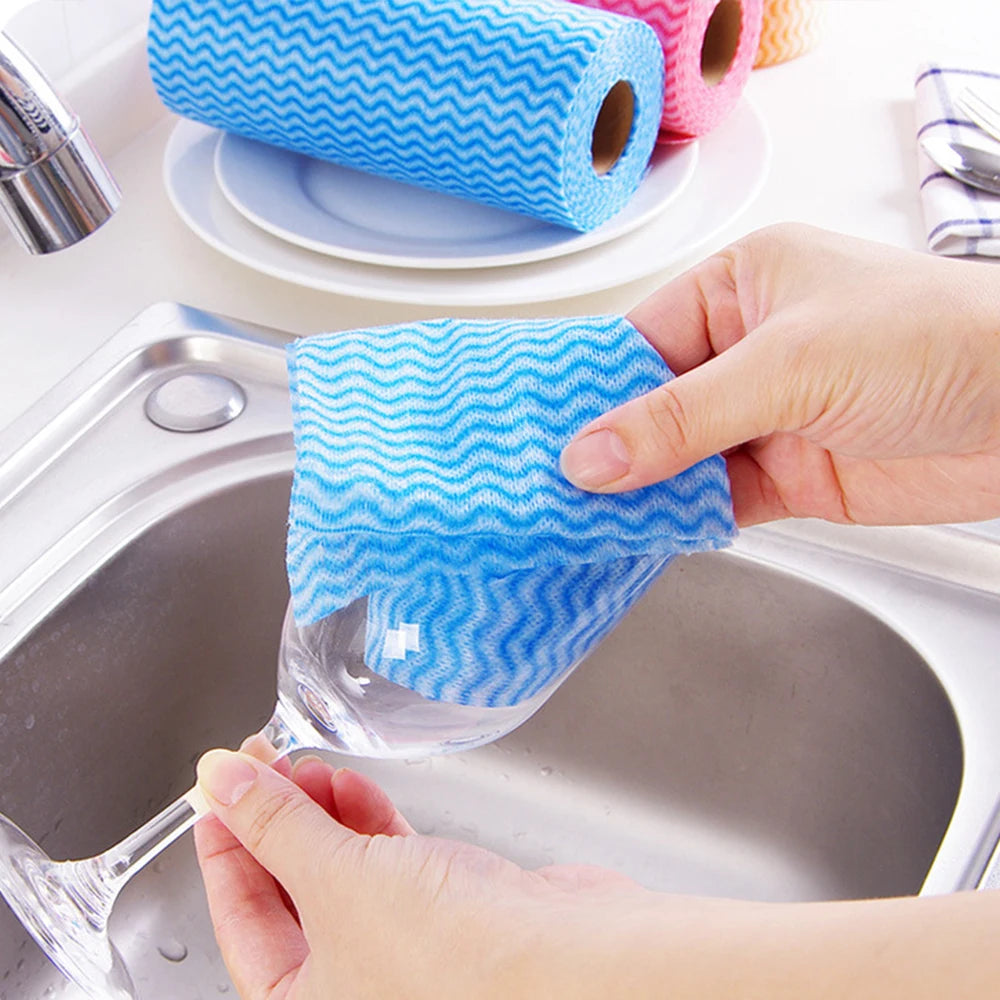 50 Count/Roll Cleaning Towels Reusable Cleaning Cloth Dish Rags Kitchen Paper Towels Handy Durable Multi Use Household Supplies
