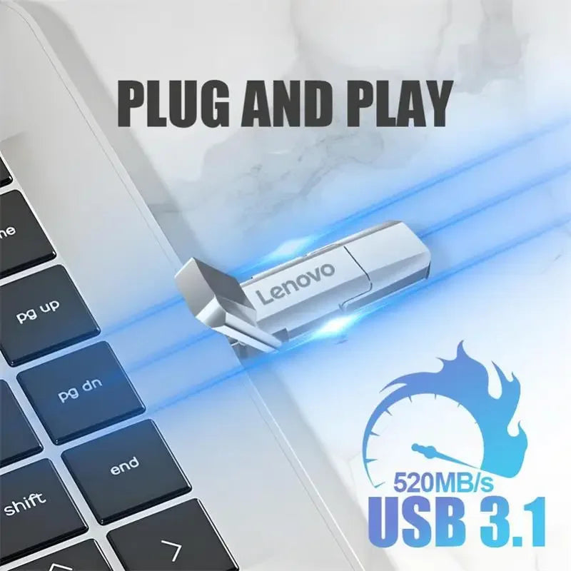 Lenovo USB 3.1 Type-C 2TB USB Flash Drive Pen Drive 1TB 2 In 1 512GB 256GB USB Memory Stick 128GB USB Flash Disk Type-C Pendrive