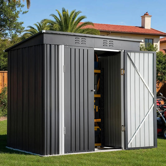 Outdoor Storage Shed Clearance, Metal Outdoor Storage Cabinet with Double Lockable Doors, Waterproof Tool, Customized