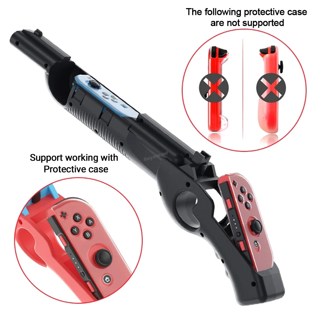 Gun Shape Games Controller Hand Grip Case Joycons Bracket Holder for Nintend Switch OLED/NS Switch Shooting Somatosensory Gun