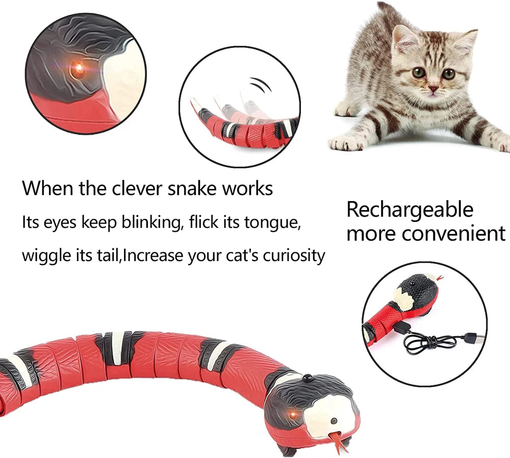 USB Rechargeable Smart Sensing Interactive Cat Toys Automatic Eletronic Snake Cat Teasering PlayKitten Toys for Cats Dogs Pet