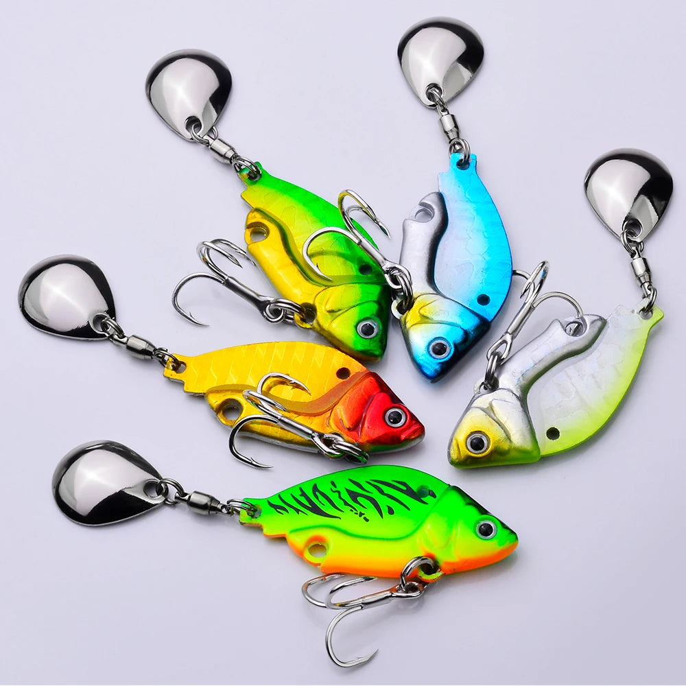 YUCONG 1PC Metal Spinnerbait 9g-12g Trolling Fishing Lure VIB Wobbler Sinking Spoon Swimbait With Sequin Rotating cebo duro Isca