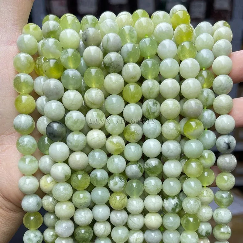 Natural Light Green White Mixed Jade Round Loose Spacer 10mm Bead For Jewelry Making Diy Bracelet Necklace Accessory Findings