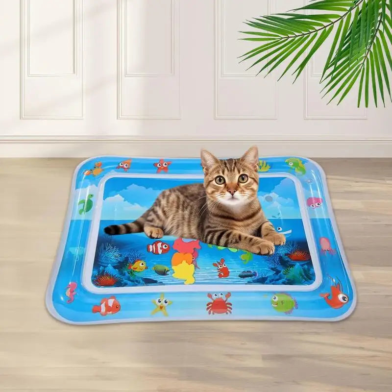 Water Sensory Play Mat Thickened Inflatable Water Mat For Cat And Dog Pet Playmat With Fish Sea Ocean Theme Sensory Toy Water