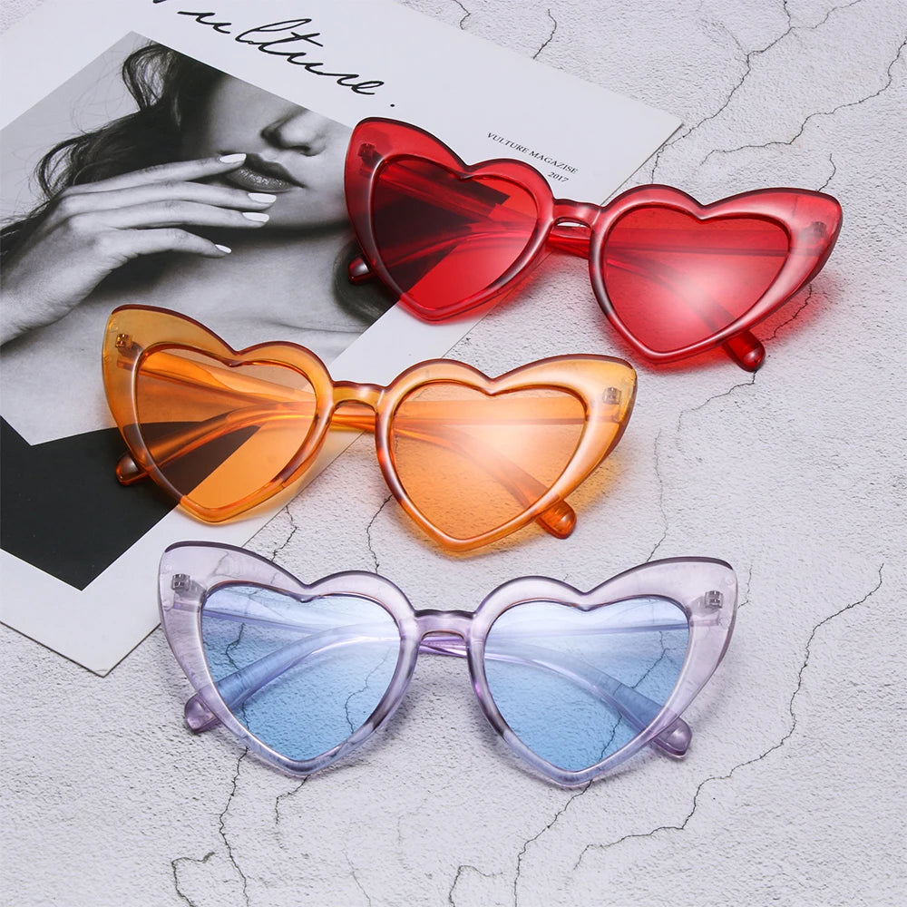 1PC Luxury Heart Shaped Sunglasses Big Frame Love Effect Sun Glasses Retro Women  lana del rey Eyewear UV400 Protection