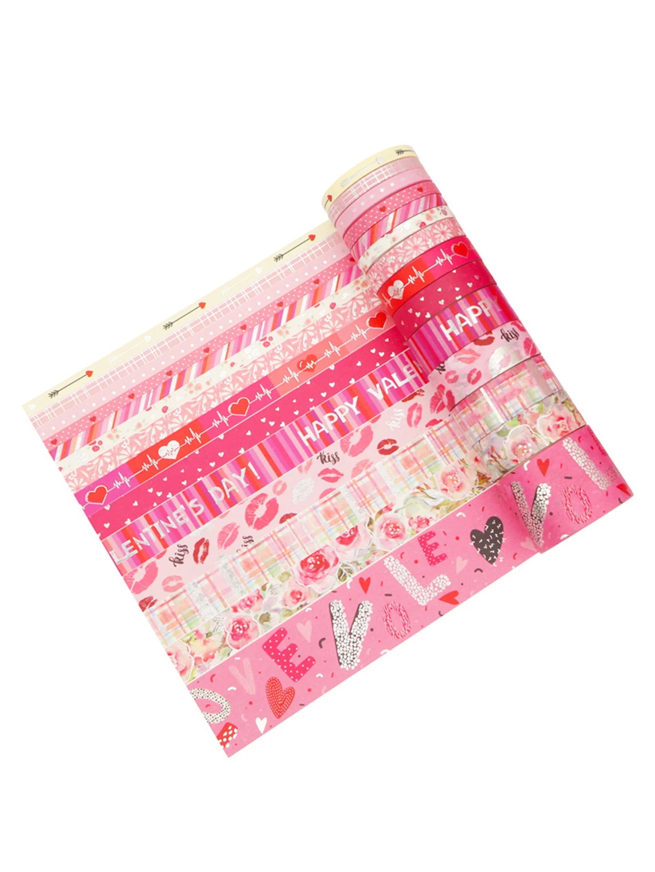 Romantic Valentine's Day washi tape,heart flower silver foil decoration material,DIY creative handmade gift for journals, greeti