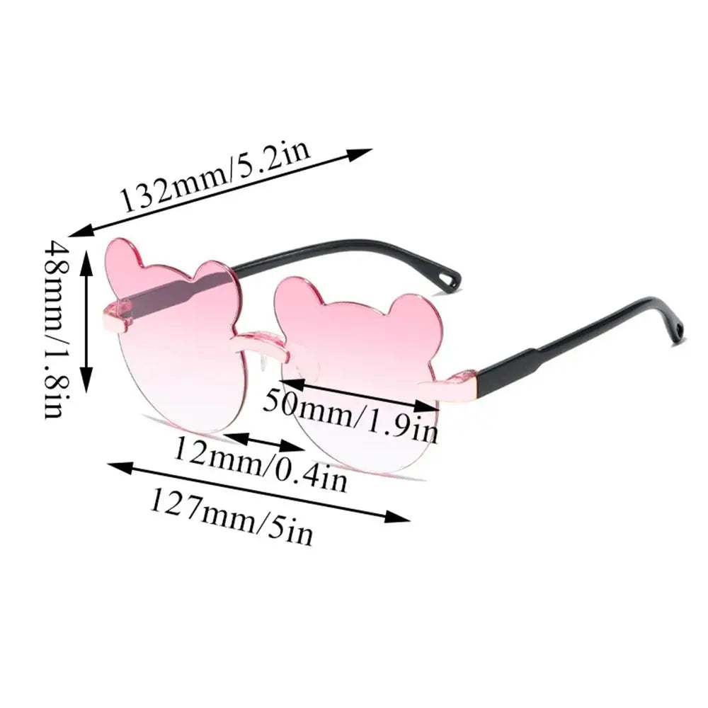 Kids Sun Sunglasses Bear Shape Children Glasses Cartoon Rimless UV400 Child Eyeglasses Outdoor Anti-Glare Girls Boys Sunglasses