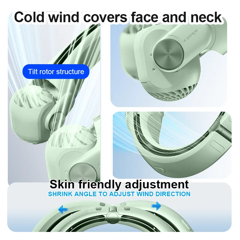 Xiaomi New Wearable Neck Fan Portable Air Conditioner USB Rechargeable High Power Bladeless Turbine Fan Suitable for Outdoor