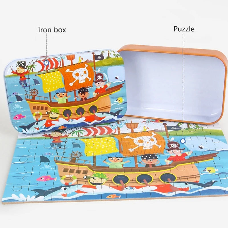60piece Jigsaw Puzzle Montessori Games Cartoon Animal Vehicle Dinosaur Puzzles for Kids Educational Toys Children Christmas Gift