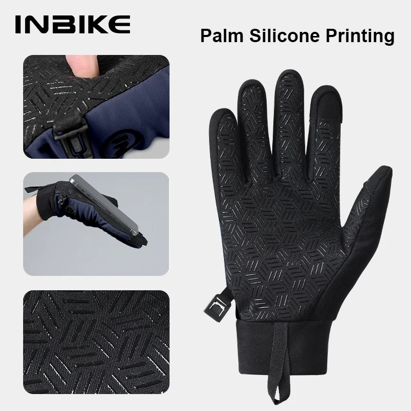 INBIKE Touchscreen Winter Gloves for Men Windproof Thermal Insulated Road Bike Cycling Gloves Man for Cold Weather E-Bike Riding