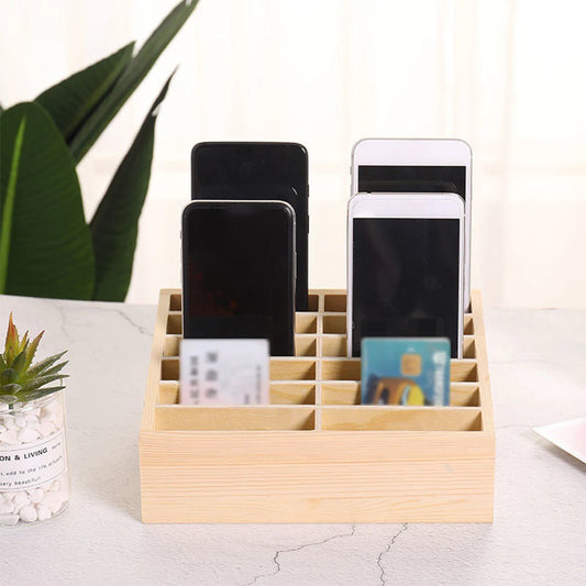 Wooden Mobile Phone Organizer - Clear Texture Light And Convenient Large Capacity Stable And Thick Wooden Storage Box