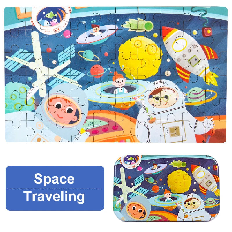 60piece Jigsaw Puzzle Montessori Games Cartoon Animal Vehicle Dinosaur Puzzles for Kids Educational Toys Children Christmas Gift
