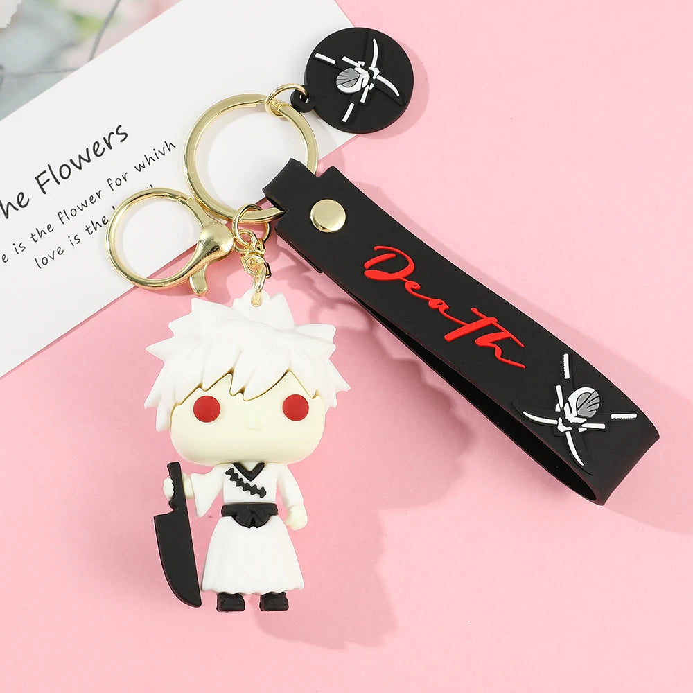 Anime Bleach Keychain Cosplay Kurosaki Ichigo Silicone Pendant Keyring Car Backpack Key Holder Accessories for Fans Quality Gift