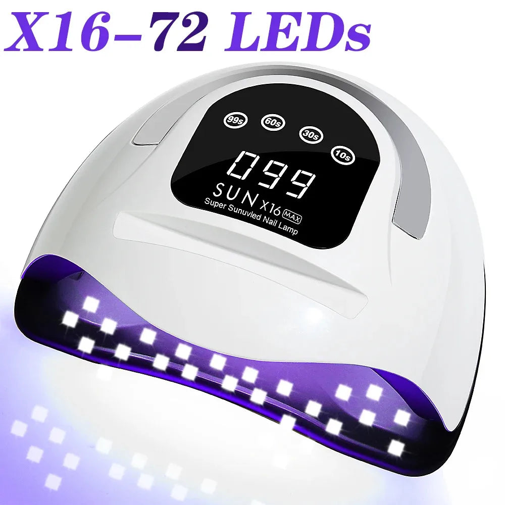 320W UV LED Nail Lamp for Hands & Feet Faster Gel Polish Drying Light With Portable Handle 4 Timers & Auto Sensor for Home Use