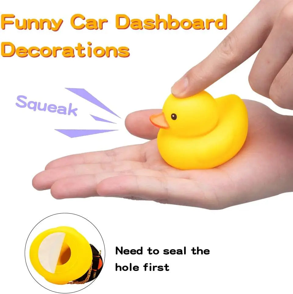 Rubber Duck Car Ornaments Dashboard Interior Decor with Sunglasses Necklace for Kids Toys Gifts Car Accessories