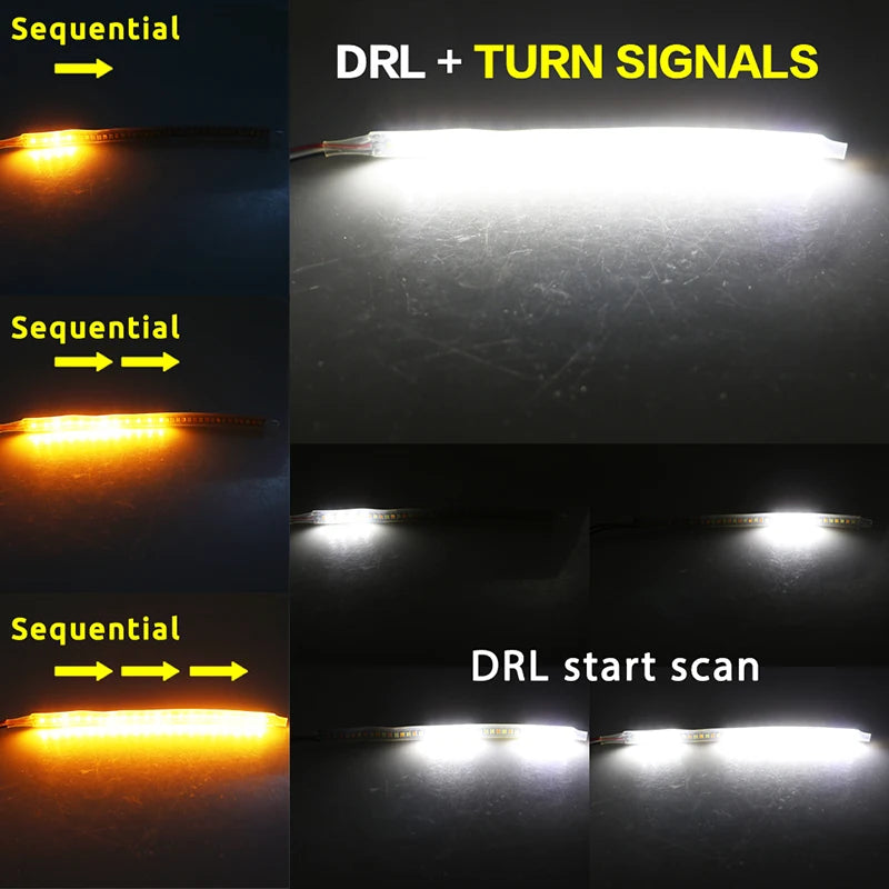 2xCar Rearview Mirror Indicator Lamp DRL Streamer Strip Flowing Turn Signal LED Light Source For Rearview Mirror Indicator Lamp