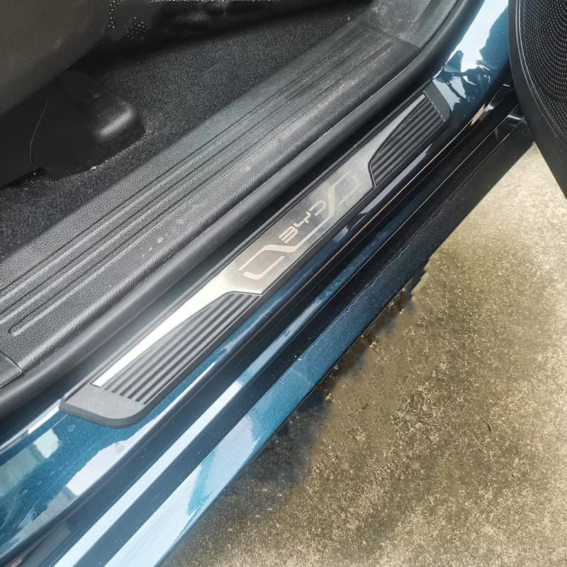 4Pcs/SET Stainless Steel Plastic For 2024 2025 Byd Shark Auto Door Sill Pedal Scuff Plate Decoration Cover Car Accessories