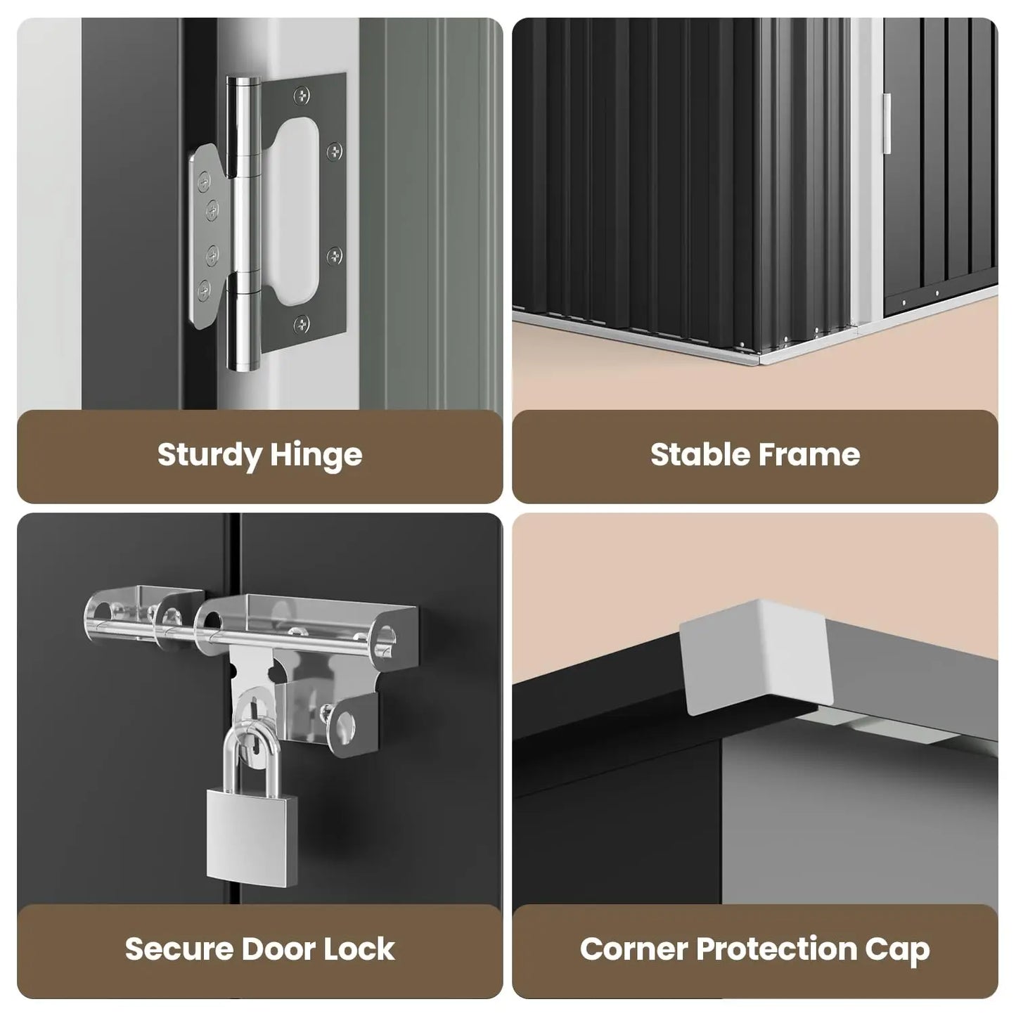 Outdoor Storage Shed Clearance, Metal Outdoor Storage Cabinet with Double Lockable Doors, Waterproof Tool, Customized