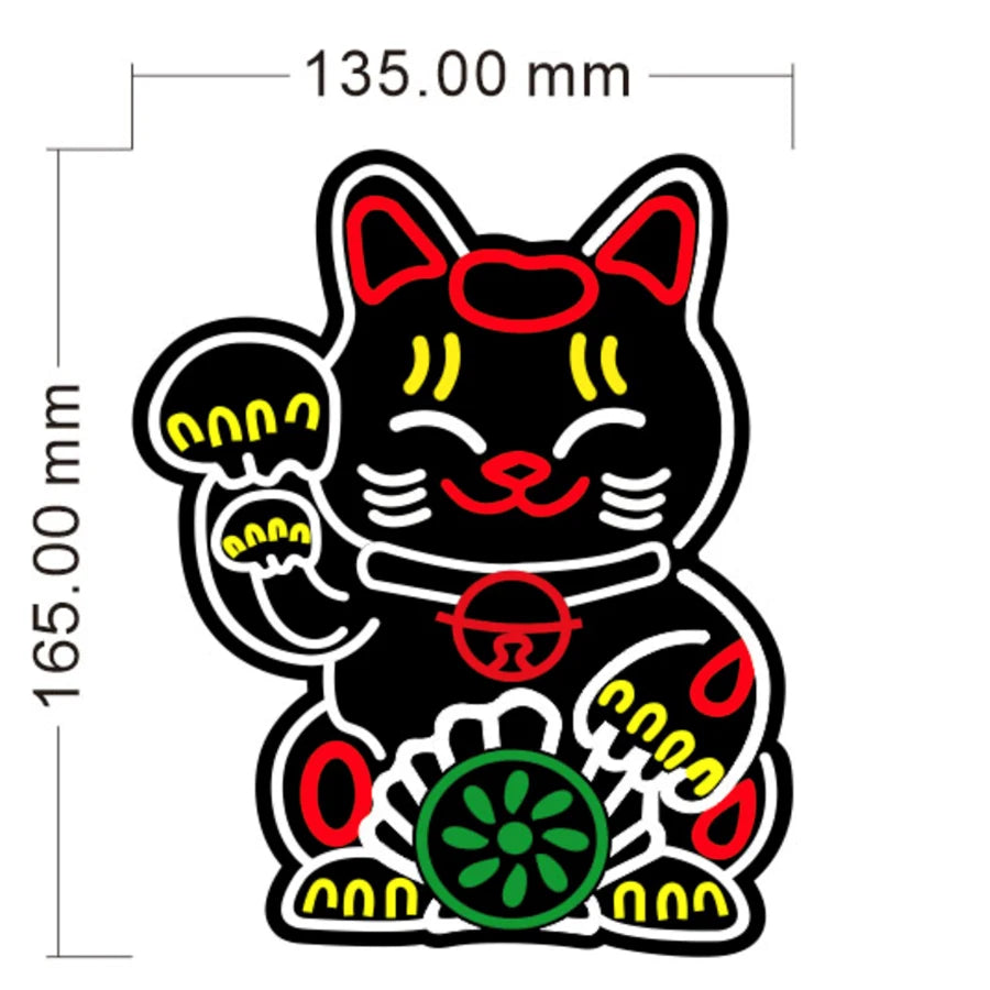 Lucky Turbo Cat LED Light Window Sticker JDM Night Glow Windshield Sticker Decorate Car Accessories Light Board Personality