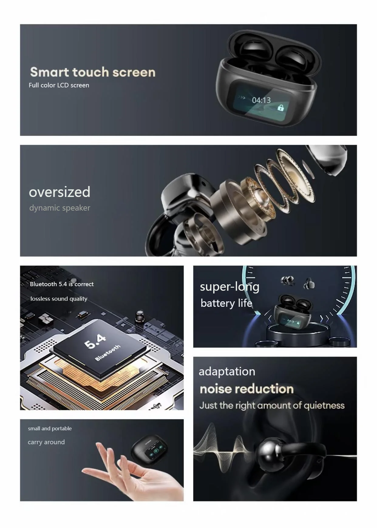 Butterfly Earrings Bluetooth 5.4 Headphone AI Translator Long Battery Life Touch screen Clip on Jewelry Earphones For Girls Gift