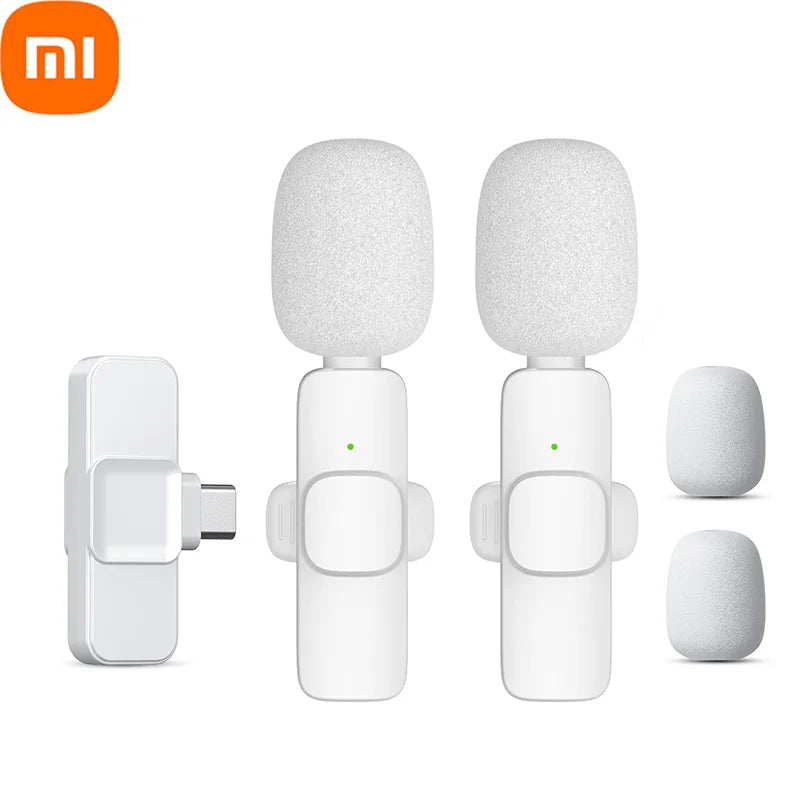 Xiaomi Pink Wireless Lavalier Microphone for iPhone Android PC Live Gaming Phone Portable Audio Video Recording Vlog Microphone