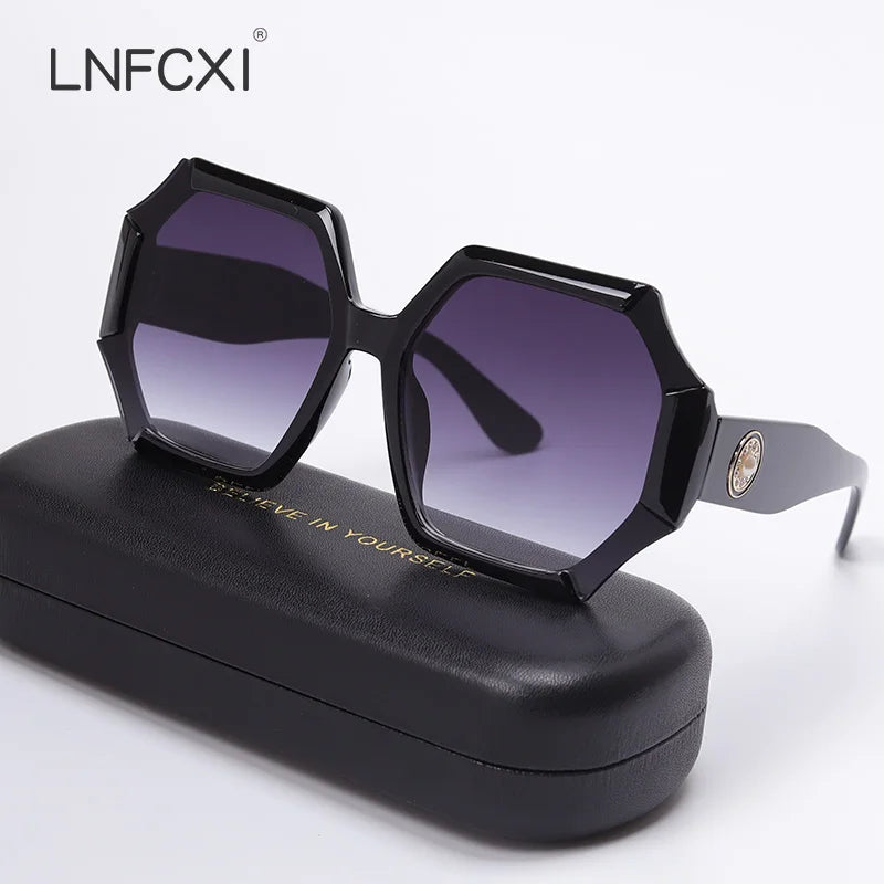 LNFCXI New Retro Oversized Sunglasses Women Men Fashion Eyewear Unisex Trendy Laciness Sun Glasses Shades UV400 Gafas De Sol